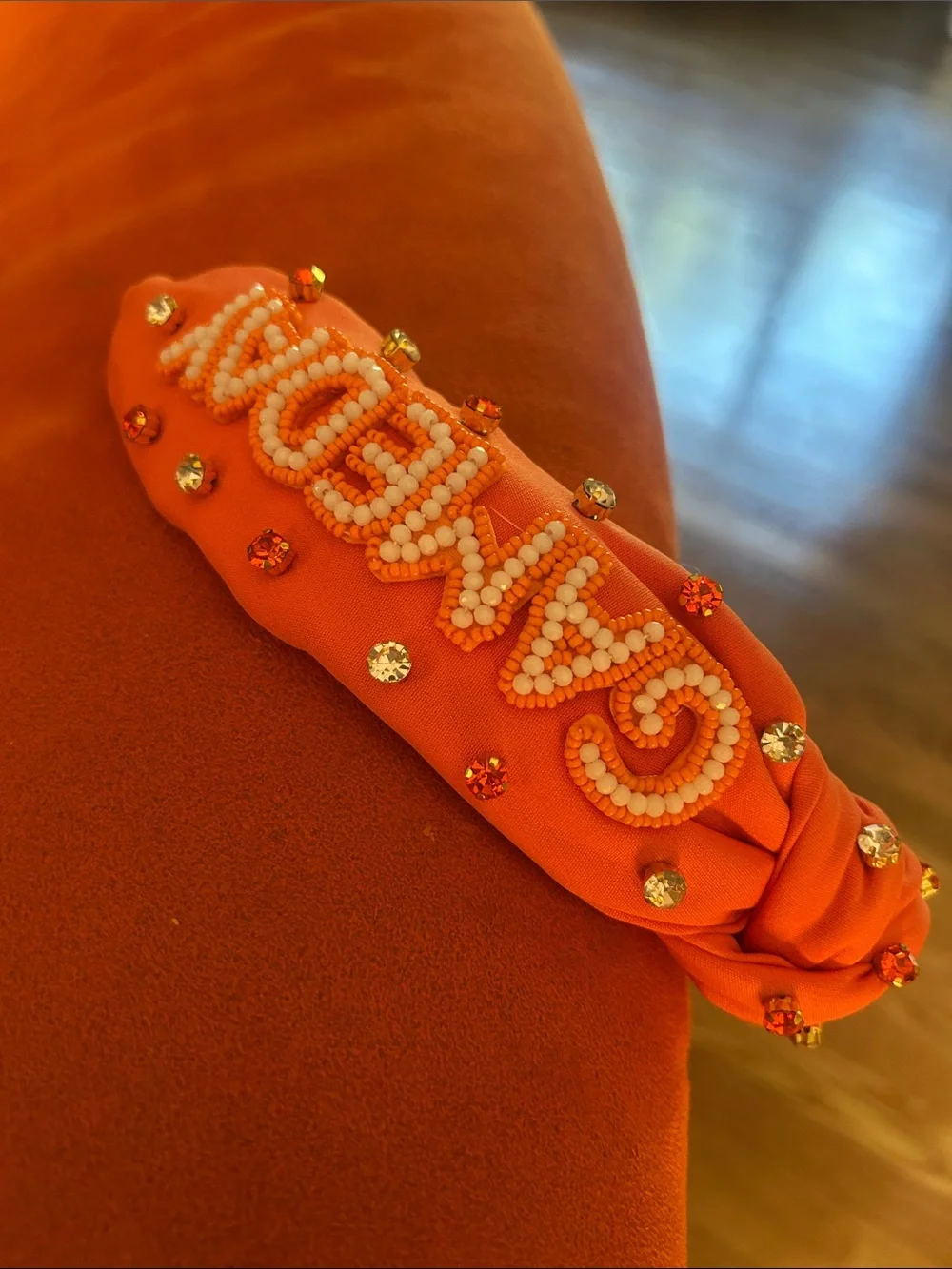 Orange Beaded GAMEDAY jewel encrusted Headband Orange NY Knicks pride new